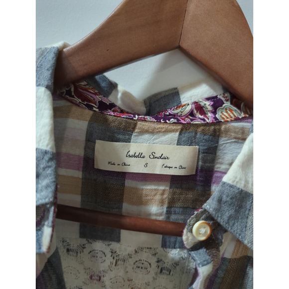 Isabella Sinclair Anthropologie Back Lace Button Down Shirt - Picture 3 of 6